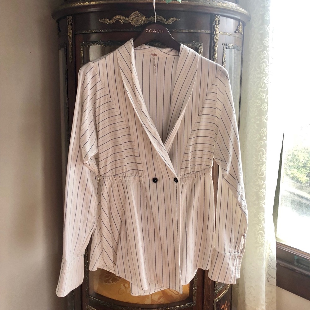 Free People striped shirt blazer